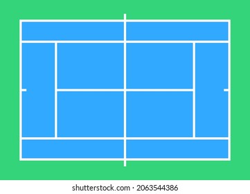 Tennis court background. Colours top view field. Outline Flat design. Vector illustration. 