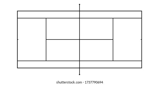 Tennis court backround with exact proportions. Top view. Vector illustration.