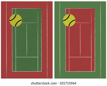 tennis court and ball set, abstract vector art illustration