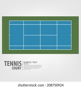 Tennis court. Blue colors. - Vector illustration