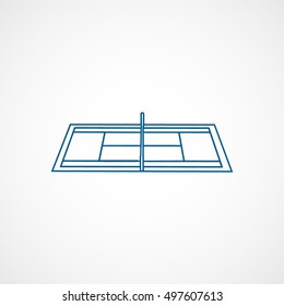 Tennis Court Blue Line Icon On White Background