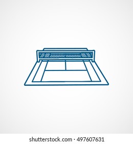 Tennis Court Blue Line Icon On White Background