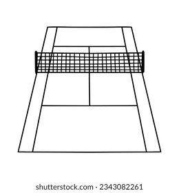 Tennis court doodle icon. Vector outline simple sketch