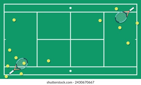 Pista de tenis de diseño plano ilustración vectorial de fondo