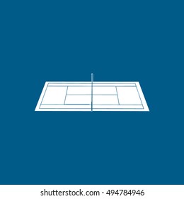 Tennis Court Flat Icon On Blue Background