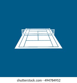 Tennis Court Flat Icon On Blue Background