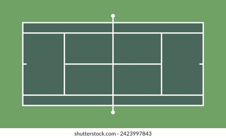 Tennis court ground pitch top view