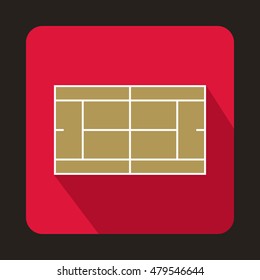 Tennis court icon in flat style with long shadow. Championship symbol vector illustration