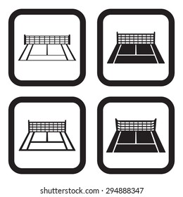 Tennis Court Icon Four Variations