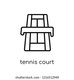 Tennis court icon. Trendy modern flat linear vector Tennis court icon on white background from thin line sport collection, editable outline stroke vector illustration