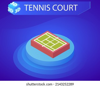 Tennis court isometric design icon. Vector web illustration. 3d colorful concept