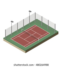 Tennis court isometric vector illustration. Sport court for infographic.