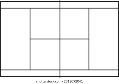 Tennis court line art illustration isolated in white background