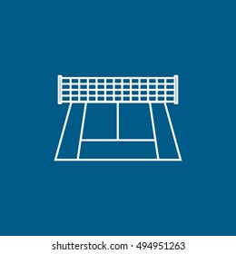 Tennis Court Line Icon On Blue Background