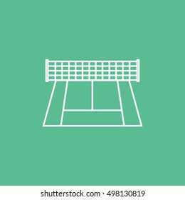 Tennis Court Line Icon On Green Background