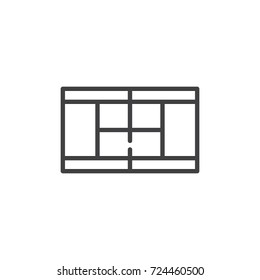 Tennis court line icon, outline vector sign, linear style pictogram isolated on white. Symbol, logo illustration. Editable stroke