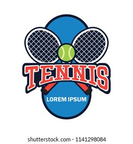 tennis court logo with text space for your slogan / tag line, vector illustration