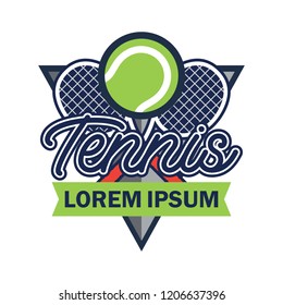 tennis court logo with text space for your slogan / tag line, vector illustration
