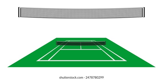 tennis court and net set vector illustration isolated on white background.