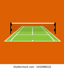  tennis court with netting. tennis field