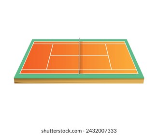 Tennis court on a white background. Vector 3d illustration