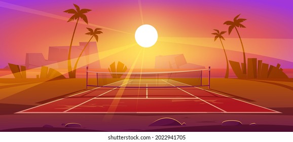 Tennis court, outdoor field for sport exercises