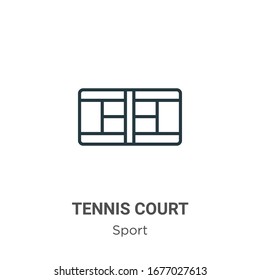 Tennis Court Outline Vector Icon. Thin Line Black Tennis Court Icon, Flat Vector Simple Element Illustration From Editable Sport Concept Isolated Stroke On White Background