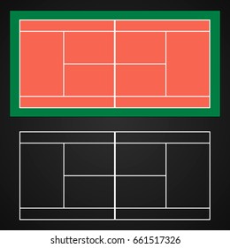 Tennis court with real proportion