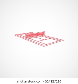 Tennis Court Red Line Icon On White Background