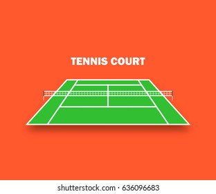 Tennis court, and with shadow. Vector illustration