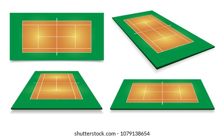 Tennis court . Top view and different perspective, eps10 vector.