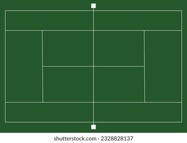 Tennis court . Top view . The exact proportions . Vector