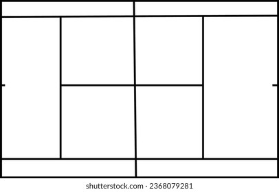 Tennis court . Top view . The exact proportions . Vector illustration