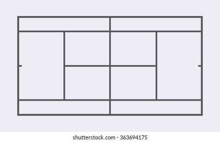 Tennis court . Top view . The exact proportions . Vector illustration