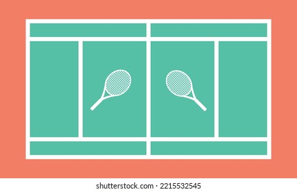 Tennis court top view. Tennis field sport competition background vector illustration