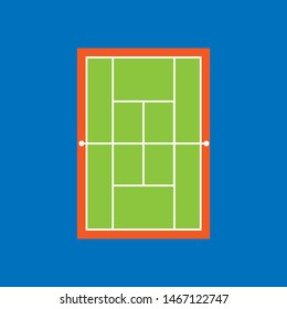 Tennis court . Top view . grass surface. vector illustration