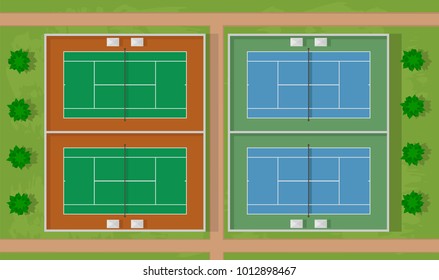tennis court top view vector Illustration
