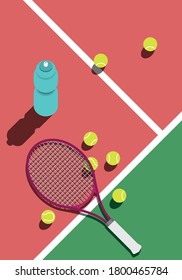 TENNIS COURT TRAINING ILLUSTRATION VECTOR