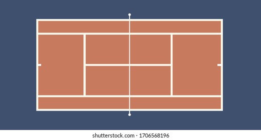 Ilustración vectorial de pista de tenis en estilo plano