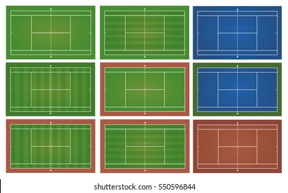 Tennis courts. Top view . The exact proportions . Vector illustration