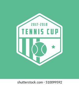 Tennis Cup Emblem Flat Icon On Green Background