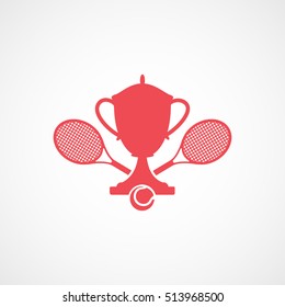 Tennis Cup Emblem Red Flat Icon On White Background