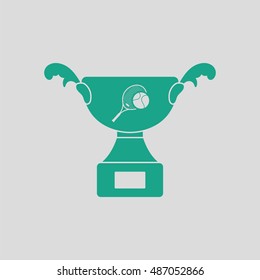 Tennis cup icon. Gray background with green. Vector illustration.
