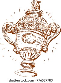  Tennis cup, vector illustration was converted from sketch drawn by hands
