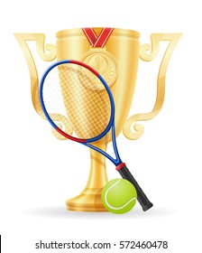 tennis cup winner gold stock vector illustration isolated on white background