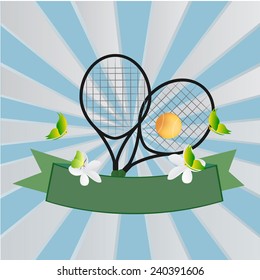 tennis design over blue background vector illustration