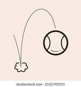 Tennis Drop Shot Ball with cool line and reflexes vector outline icon. Design ready to use in multiple projects like websites, apps, shops, videos, games, sport equipment, marketing among others