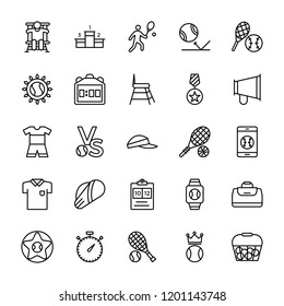 Tennis Elements Line Vector Icons 