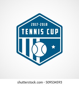 Tennis Emblem Blue Flat Icon On White Background