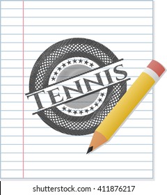 Tennis emblem drawn in pencil